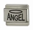 SilverBin Angel with Halo Stainless Steel Italian Charm Link