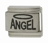 SilverBin Angel with Halo Stainless Steel Italian Charm Link