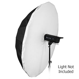 Fotodiox Pro 16-rib, 60 Black and Silver Reflective Parabolic Umbrella with Neutral White Diffusion Cover