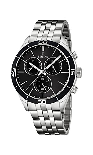 Festina - F16762/4 - Montre Homme - Quartz Analogique - Chronomètre/ Aiguilles Lumineuses - Bracelet Acier Inoxydable Argent