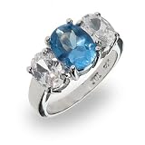 Eve's Addiction Blue Topaz Triple Ovaline Anniversary Ring-CLEARANCE- FINAL SALE
