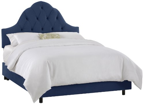 Skyline Furniture Twin Tufted High Arched Bed, Velvet Navy