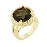 14k Gold Bonded Organic Style Solitaire Ring with Round Cut Brown Topaz CZ
