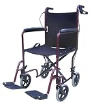 Duro-Med Steel Folding Transport Chair, Burgundy