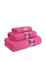 Flor De Algodón Juego De Toallas Krizan (Fucsia)