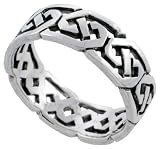 Sterling Silver Celtic Knot Ring Band (Available in Sizes 6 to 10), 1/4" Thick