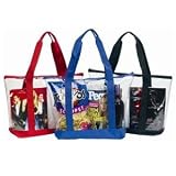 Large Clear Tote Bag with Zipper Closure (Black) ~ Clear Handbags & More