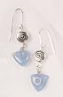 Silver and Glass Triangle Earrings - Bead is Now Dark Blue