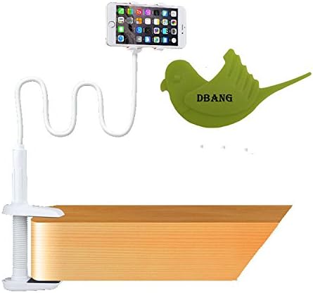 DBANG Double Clamps Flexible Long Arm Cell Phone Holder With Screw Base clip,Desktop Bed Lazy Bracket Mobile Stand for Bedroom, Kitchen, Office, Bathroom With Bird Shape DBANG Orange Peeler Gift (White)