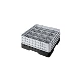 Cambro Camrack 16 Comp Full Size Glass Rack W/ 3 Extenders, Black - 16S638110
