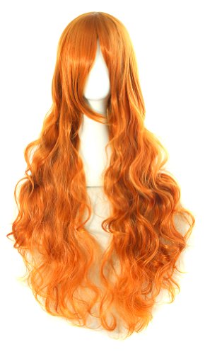 MapofBeauty 32" 80cm Long Hair Spiral Curly Cosplay Costume Wig (Orange)