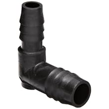 Thogus Polyethylene Tube Fitting, 90 Degree Elbow, Black, Barbed