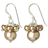 Champagne fresh water pearl cluster dangle earrings