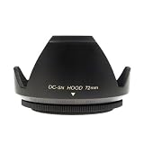 Mennon DC-sn 72 Improved Screw Mount 72mm Flower Lens Hood with Cap, Black