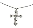 Necklace - N192 - CZ Cross on Rope Chain ~ Clear