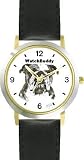 Bulldog (MS) Dog - WATCHBUDDY CLASSIC DELUXE TWO-TONE THEME WATCH - Arabic Numbers-Black Leather Strap-Children's Size-Small ( Boy's Size & Girl's Size )
