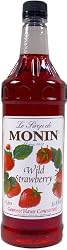 Monin Flavored Syrup, Wild Strawberry, 33.8-Ounce Plastic Bottle (Pack of 4)