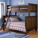 Kids Bunk Beds: Kids Twin - Over - Full Stained Chocolate Brown Beadboard Bunk Bed