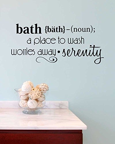 Ideogram Designs Wall Decal Cute Bath a Place to wash Worries Away Serenity. Vinyl Wall Art Decor Quotes Sayings Inspirational Wall Mural