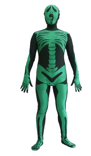  TOMSUIT Lycra Zentai Suit Costume Crâne Desséché (XL, Vert)