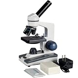 AmScope 40X-800X All-Metal Glass Optics Student Compound Microscope + Prepared Slide Set