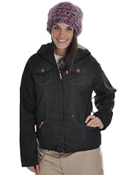 686 Levi Trucker Insulated Snowboard Jacket Black Heringbone Womens Sz S