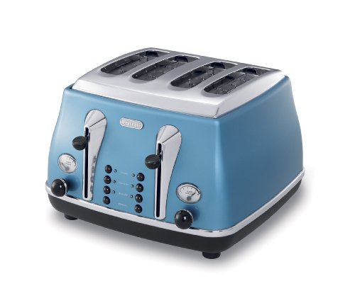 De'Longhi Icona CTO4003.B 4-Slice Toaster, Azure Blue
