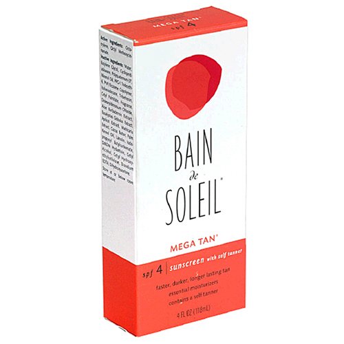 Bain de Soleil Mega Tan Sunscreen Lotion With Self Tanner, SPF 4 - 4 fl oz