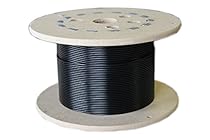 Loos Galvanized Steel Wire Rope, Vinyl Coated, 7x7 Strand Core, Black, 3/64