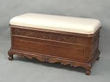 Carved Trunk Bench with Cushion Top (stain) (18"H x 35"W x 17"D)