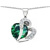 10.30 cttw 925 Sterling Silver 14K White Gold Plated Lab Created Heart Shape Emerald Pendant