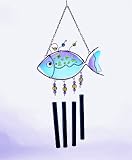 Review House of Marbles  / Blue and Lilac Stained Glass Fish Mobile with Chimes