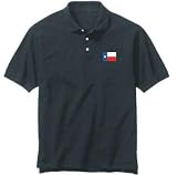 Polo Box Black  Flag Embroidery Texas  State