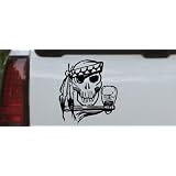 6in X 6.6in Black -- Indian Skull Skulls Car Window Wall Laptop Decal Sticker by Rad Dezigns
