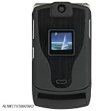 Motorola Razr V3 Brushed Aluminum Black Rubberize Crystal Snap-on Case