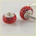 Red Swarovski Crystal Charm Bead - Genuine 925 Sterling Silver 4.5mm Screw Core - fits most European bracelets including Pandora, Biagi and Chamilia