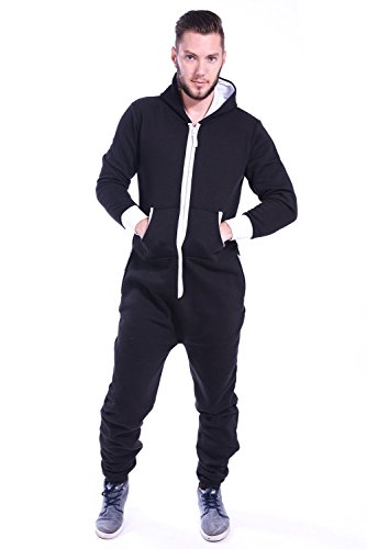 Newfacelook Mens Plain Colored Onesie Hoody All In One Zip Hoodie Jumpsuit