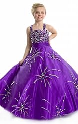 Girls Applique Lace Beaded Crystals Crystal Chiffon/Taffeta/Tulle Pageant Dress/Prom Dress 