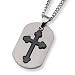 2 Piece Brushed Titanium Cross Dog Tag on 22 Inch Chain