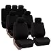FH Group Three- Row 7 Seater Multifunctional Flat Cloth Car Seat Covers, Airbag Compatible and Split Bench - Fit Most Car, Truck, SUV, or Van Black