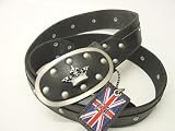 English Laundry Black Leather Belt with Royal Crown Buckle
