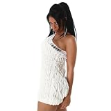Sassy mini robe avec des volants gris Blanc (9826)