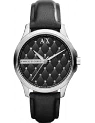 Armani Exchange Black Dial Black Leather Ladies Watch AX5204