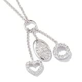 Sterling Silver / Platinum 16.5 Cubic Zirconia Charm Necklace w/ Extender