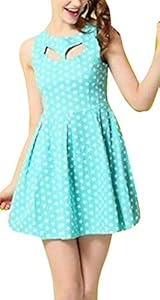 Above the Knee Sleeveless Cotton Polka Dot Print Club Dress/Evening Dress/Prom Dress/Party Dress/Mini Dress 
