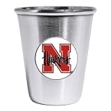 Set of 2 Nebraska Cornhuskers Stainless Shot Glass - NCAA College Athletics - Fan Shop Merchandise