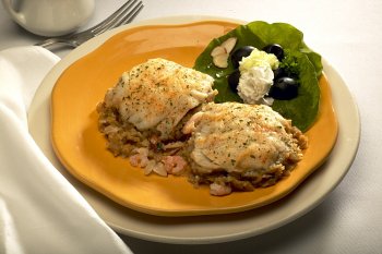 Flounder Stuffed With Garlic, Shrimp & Almonds; 5 - (5oz.) Entree's by Oven Poppers, Inc.