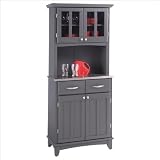 Home Styles Steel Top Buffet Server in Gray Finish with Hutch