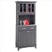 Home Styles Steel Top Buffet Server in Gray Finish with Hutch