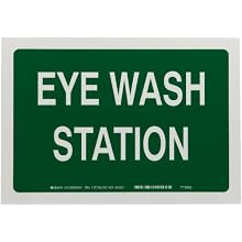 Brady White On Green Color First Aid Sign, Legend "Eye Wash Station"